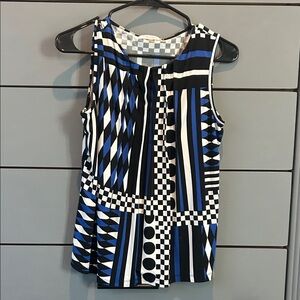 Calvin Klein Geometric Sleeveless Top - Black, Blue, White